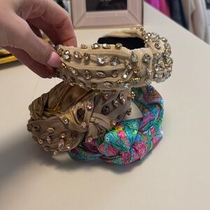 Source Unknown Gold and Floral Gem Headbands